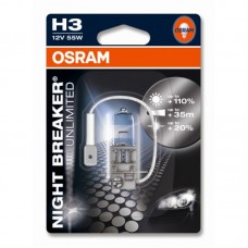 64151 NBU blister (H3) 12v 55w PK22s +110% NIGHT BREAKER Ultra OSRAM автолампа